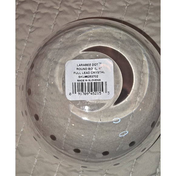 Kate Spade Lenox Larabee Dot Round Bowl 6" Lead Crystal Polka Dot Modern Elegant - Picture 3 of 7